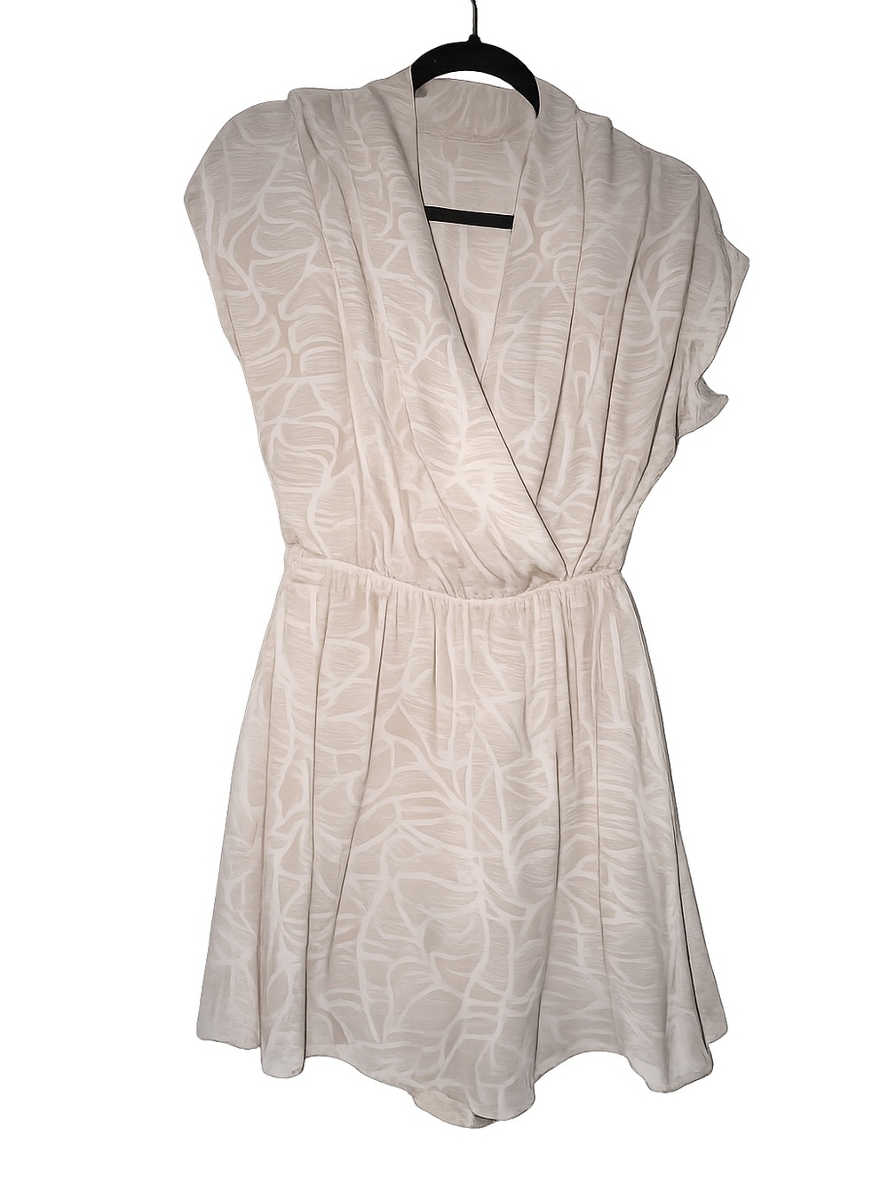 Women's Palm Leaf Print Cream Romper